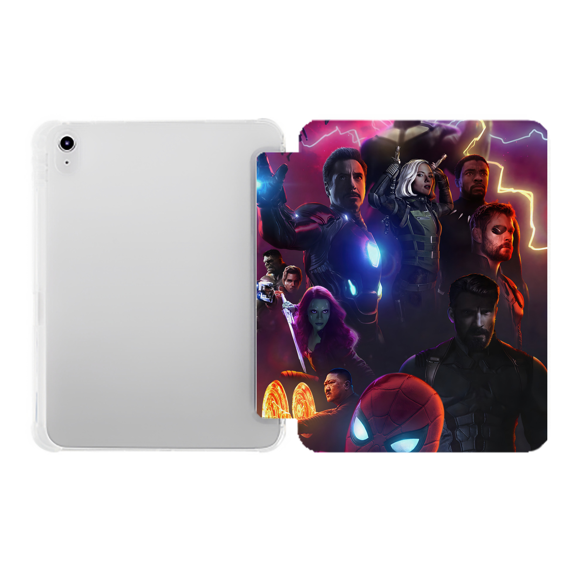 （画像用） アベンジャーズ The Avengers IPad ケース ペン収納付き 三つ折りスタンド PUレザー×シリコン 対応機種9.5/10.5/10.9インチ